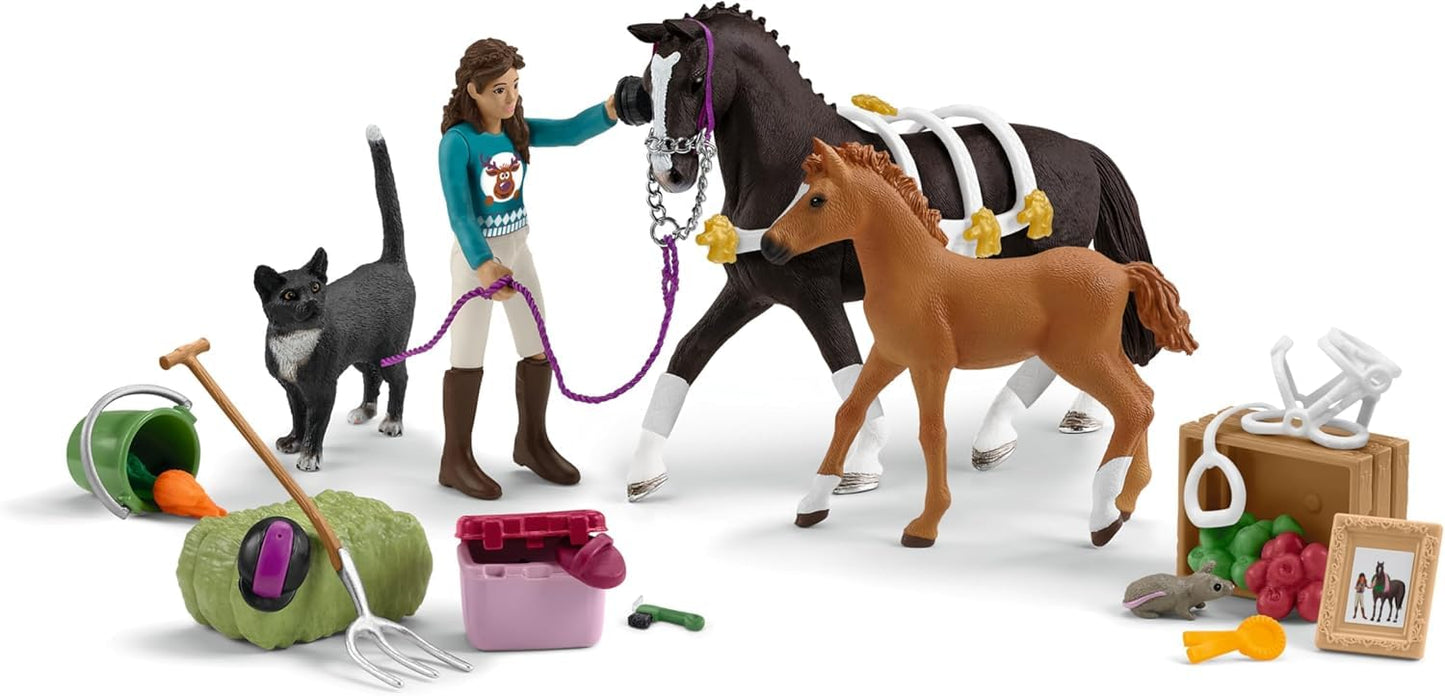 Horse Club Advent Calendar 2025 - 99092 | featuring movable figure Lisa, 2 horse figures, cat, tack & lots of accessories | ideal gift for children aged 5 and up | 36 pieces