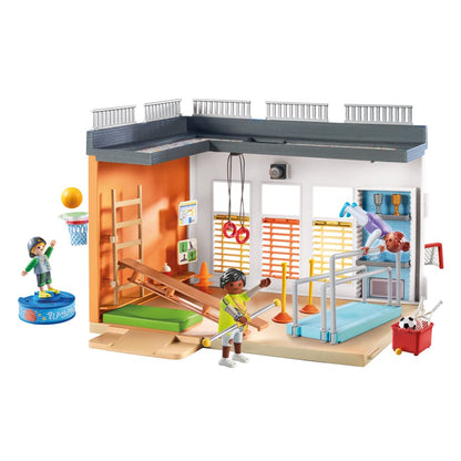 PLAYMOBIL City Life 71328 Extension Gym, gym extension with basketball hoop, slalom poles, soccer goal, tennis accessories, and more, toy for children aged 4 and up