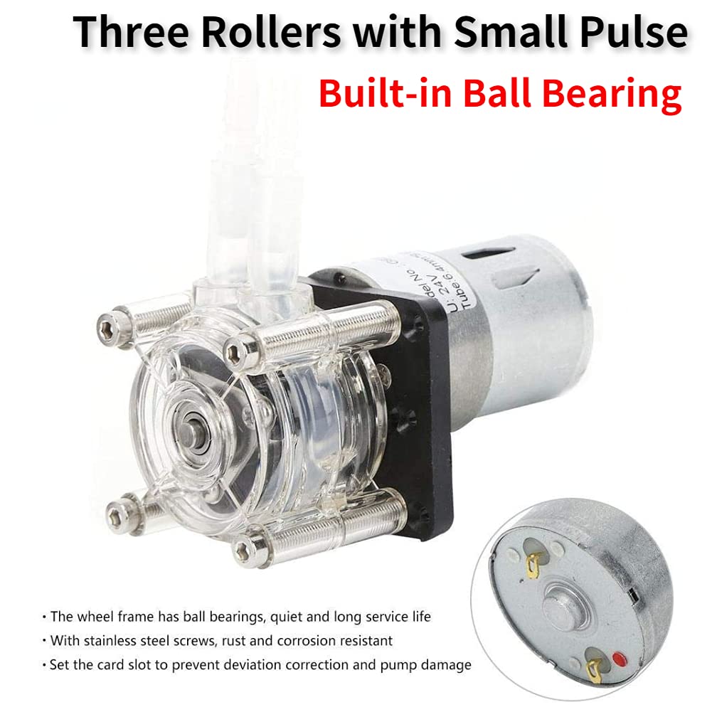 Fafeicy G928 24V Peristaltic Pump with card slot design, 500 ml/min high flow peristaltic pump. High-quality dosing pump for aquarium laboratory, 304 stainless steel screw, and ball bearing (24V)