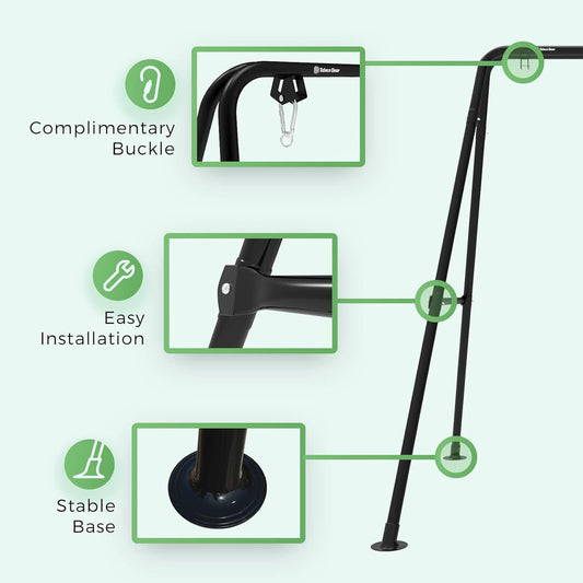 Hammock stand, hanging chair stand, Max load 150 kg, hammock stand, for indoor or outdoor use, with stand (black)