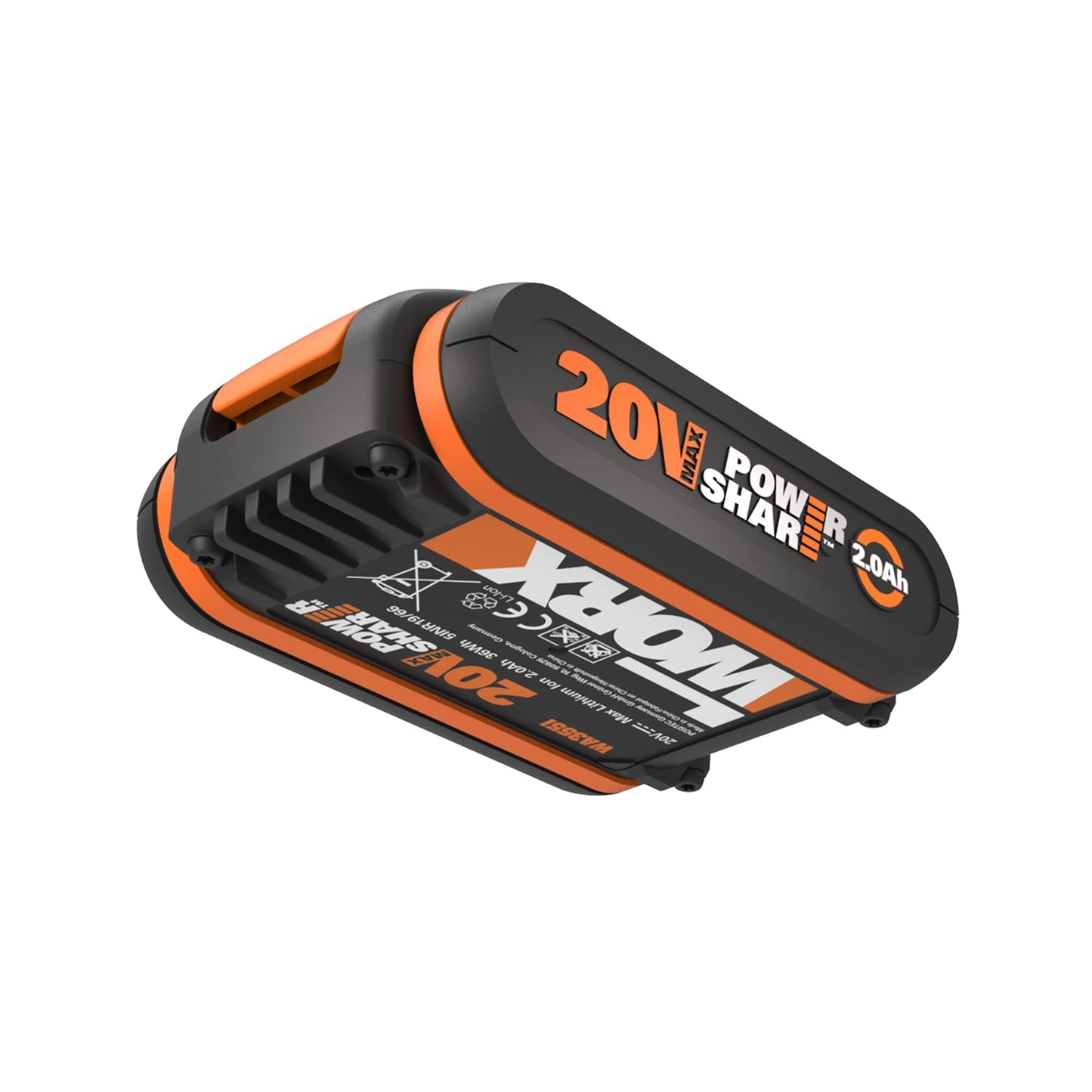 WORX WA3551.1 PowerShare battery 20V - 2000mAh Li-Ion, rechargeable, battery for all WORX tools.