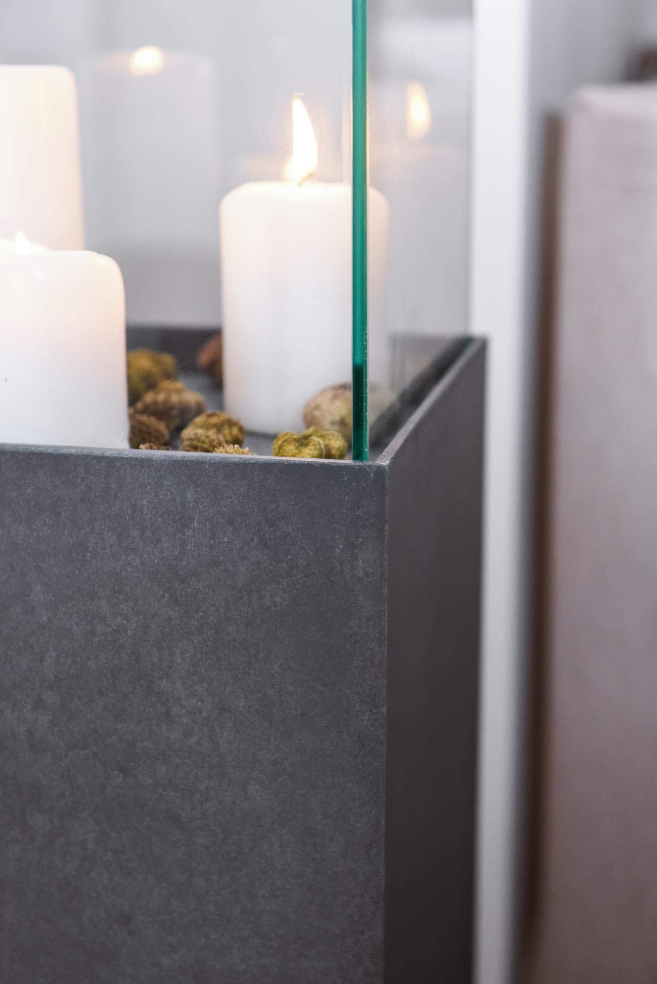 VIVANNO windlight column candle holder decorative lantern Candela concrete look anthracite 80 cm high