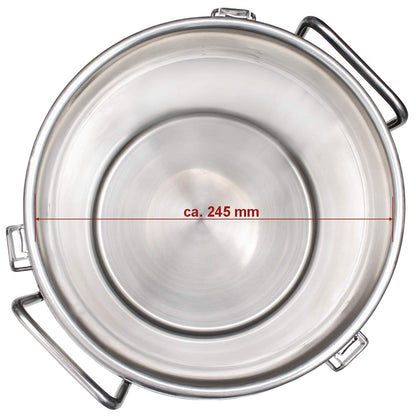 Beeketal 'BMK-50' milk canister transport container 50 liters made of stainless steel, leak-proof lid with tension lock and rubber seal, dairy milk can for transport or storage.
