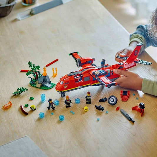 LEGO City Firefighting Plane, Firefighter Set with airplane toy for kids, set with 3 firefighter figures and fire scene, great gift idea for boys and girls ages 6 and up 60413