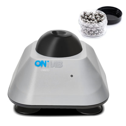 ONiLAB Mini Vortex Mixer with touch function, ideal for laboratory mixing of nail polish, lash adhesives, and acrylic paints. Features an aluminum casting base and includes 120 extra 7/32in mixing balls.
