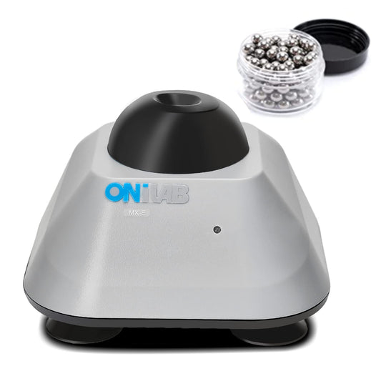 ONiLAB Mini Vortex Mixer with touch function, ideal for laboratory mixing of nail polish, lash adhesives, and acrylic paints. Features an aluminum casting base and includes 120 extra 7/32in mixing balls.