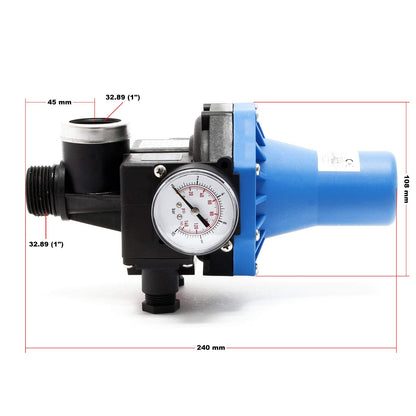Wiltec pressure switch with cable SKD-3 230V up to 10 bar, pressure monitor with dry run protection for domestic waterworks and pumps, reliable pump control.