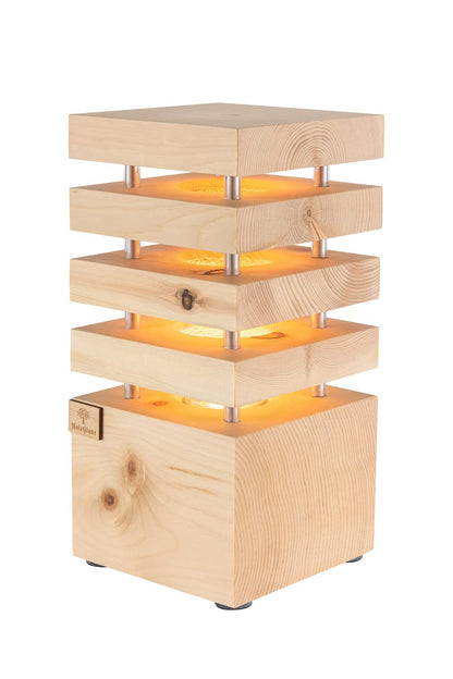 LED lamp 12.5 x 12.5 x 26 cm - Wooden bedroom lamp - Handcrafted in Austria