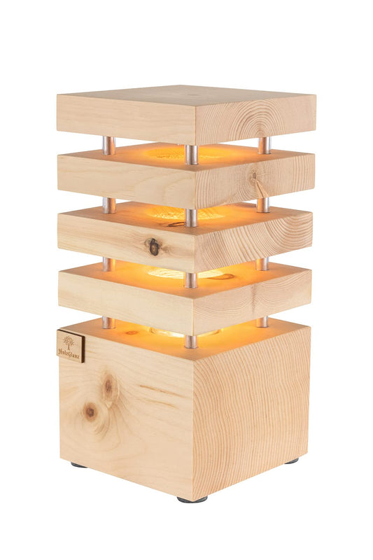 LED lamp 12.5 x 12.5 x 26 cm - Wooden bedroom lamp - Handcrafted in Austria