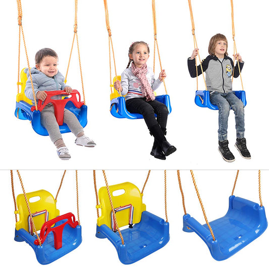Baby swing, 3-in-1, adjustable baby swing, for babies, toddlers, swing with 38 cm backrest and safety harness, for indoor and outdoor use.