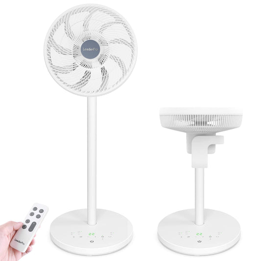 2in1 DC Motor Stand Fan - Quiet Fan 12.8dB 3D Oscillating with Remote Control/Energy Saving/Turbo Air Circulator Room Fan