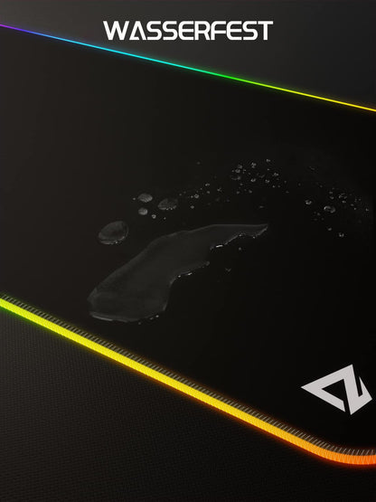 EASEMO Gaming Mousepad, RGB Mousepad, XXL large (900 x 400 x 4 mm) with 7 LED colors, 11 lighting modes, and waterproof fabric surface, non-slip rubber base for PC, laptop, keyboard