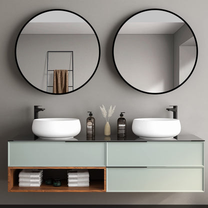 Boromal Black Mirror 60cm Metal Frame Round Bathroom Mirror Wall Mirror Black for bathrooms, washrooms, bedrooms.