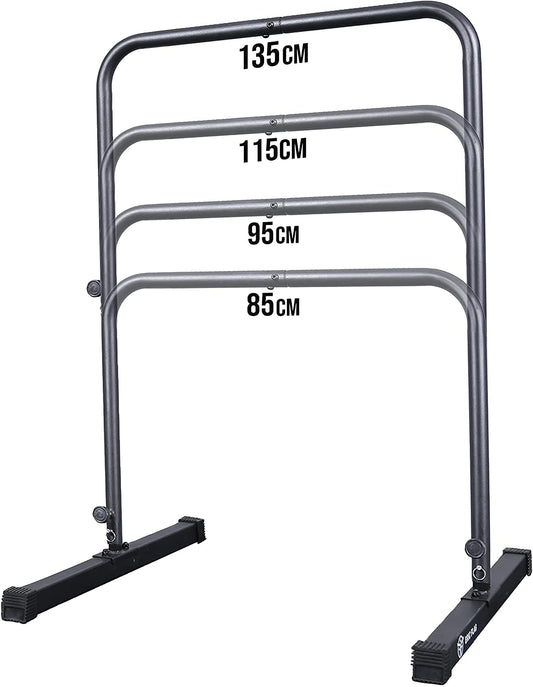 Eric Flag Calisthenics Equipment adjustable in 4 heights - Free-standing pull-up bar made of reinforced steel, up to 250 kg load-bearing capacity - Multifunctional calisthenics equipment for dips, pull-ups, gym.