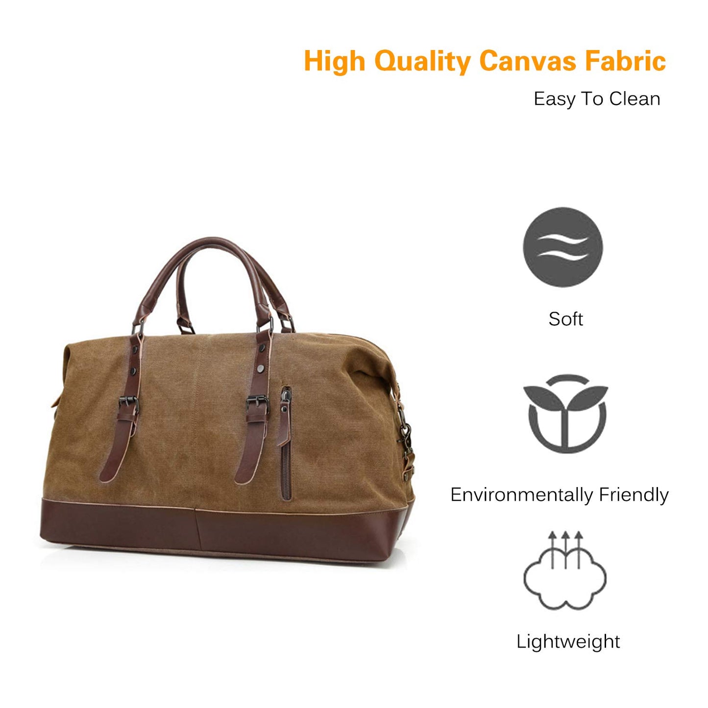 FANDARE Sports Bag Travel Bag Carry-On Weekender for Men Women Multifunction Shoulder Bag Canvas Duffel Bag for Overnight Beach Travel Outdoor Camping Brown