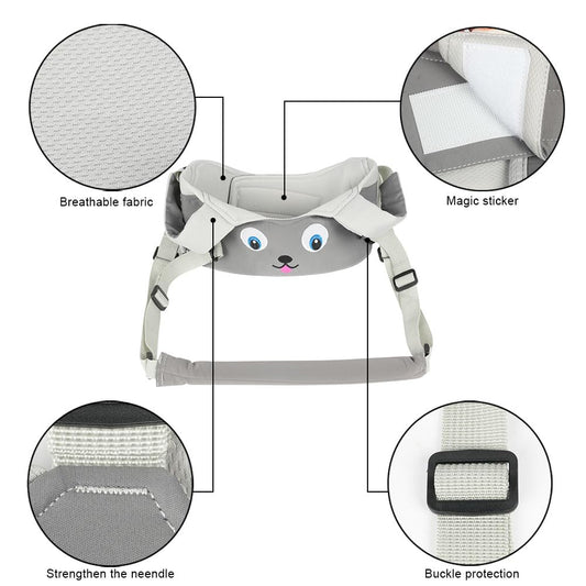 Vicloon Baby Walking Helper Walking Aid for Baby, Adjustable with Safety Buckle and Magic Stickers, Breathable Standing Walking Learning Helper Walker (Puppy - gray)