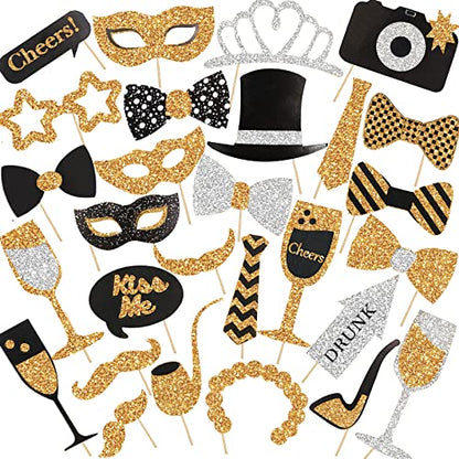 30 pieces of photo props for birthday, bachelorette party, wedding photo booth props, New Year's party props, party props, wedding decorations for reception.
