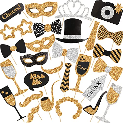 30 pieces of photo props for birthday, bachelorette party, wedding photo booth props, New Year's party props, party props, wedding decorations for reception.