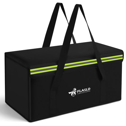 FLASLD Large fireproof Lipo bag for 200Ah lithium battery storage and charging, 560 x 230 x 245mm E-bike battery bag waterproof box for documents and valuables.