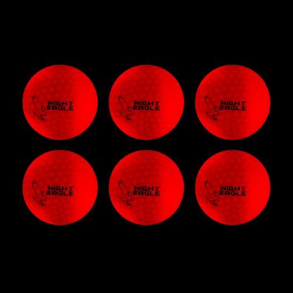 Night Eagle 6 LED Golf Balls Light-Up - Night golf glows red blue green pink white Funny golf gift colorful (Red)