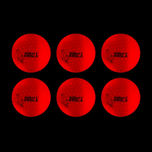 Night Eagle 6 LED Golf Balls Light-Up - Night golf glows red blue green pink white Funny golf gift colorful (Red)