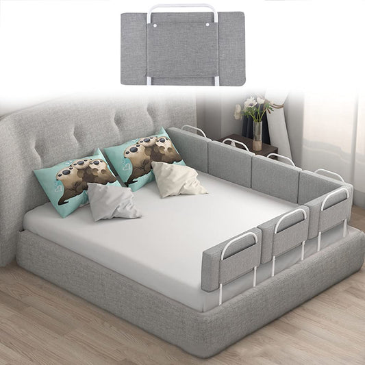 Mgchowue Bed Rail for Kids, Bed Guardrail Bed Fence Bed Guardrail, suitable for children's beds, parents' beds, and all mattress solid wood beds (one side) (Color: Grey, Size: 50cm)
