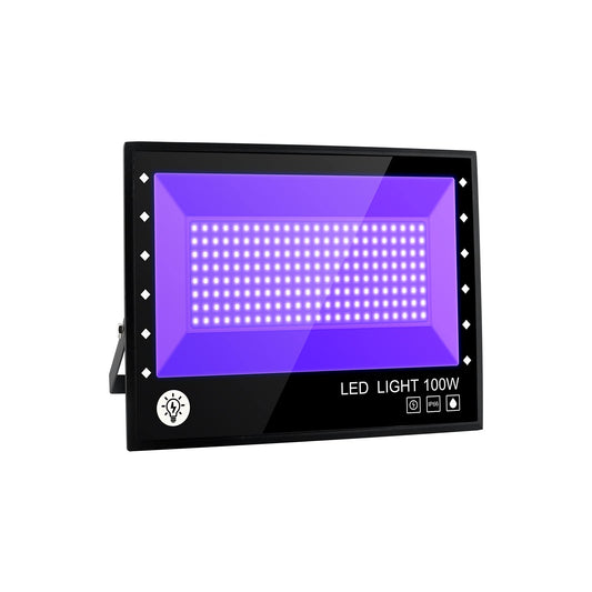 BOSITE LED Blacklight Spotlight, 100W UV Party Light, Blacklight with Cable Floodlight IP66 Waterproof Lamp for Halloween, Aquarium, Concert, Party, Bar, Neon Colors.
