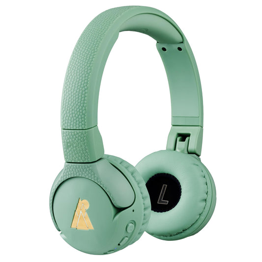POGS Wireless Bluetooth Kids Headphones | The Gecko 2 | Foldable durable kids headphones for ages 3+ | Volume limit 70-85 dB | Microphone | On-ear | Wireless music sharing feature (Green)
