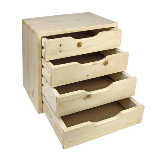 Wooden drawer box, wooden storage box, drawer cabinet with 4 drawers.