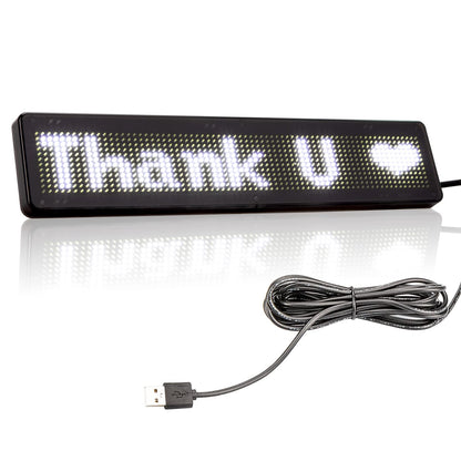 LED Display Board Leadleds 23 x 5 cm Bluetooth Smart App White LED Programmable Scrolling Sign for Car, Shop, Store