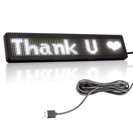 LED Display Board Leadleds 23 x 5 cm Bluetooth Smart App White LED Programmable Scrolling Sign for Car, Shop, Store