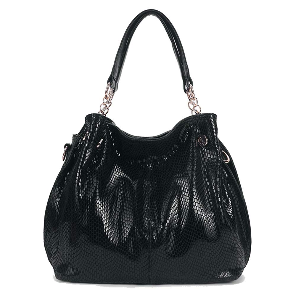 Kris Anna women's hobo shoulder bag made of PU leather with shoulder strap, shopper bag, crossbody handbag, chain handles for women in black. Single-use.