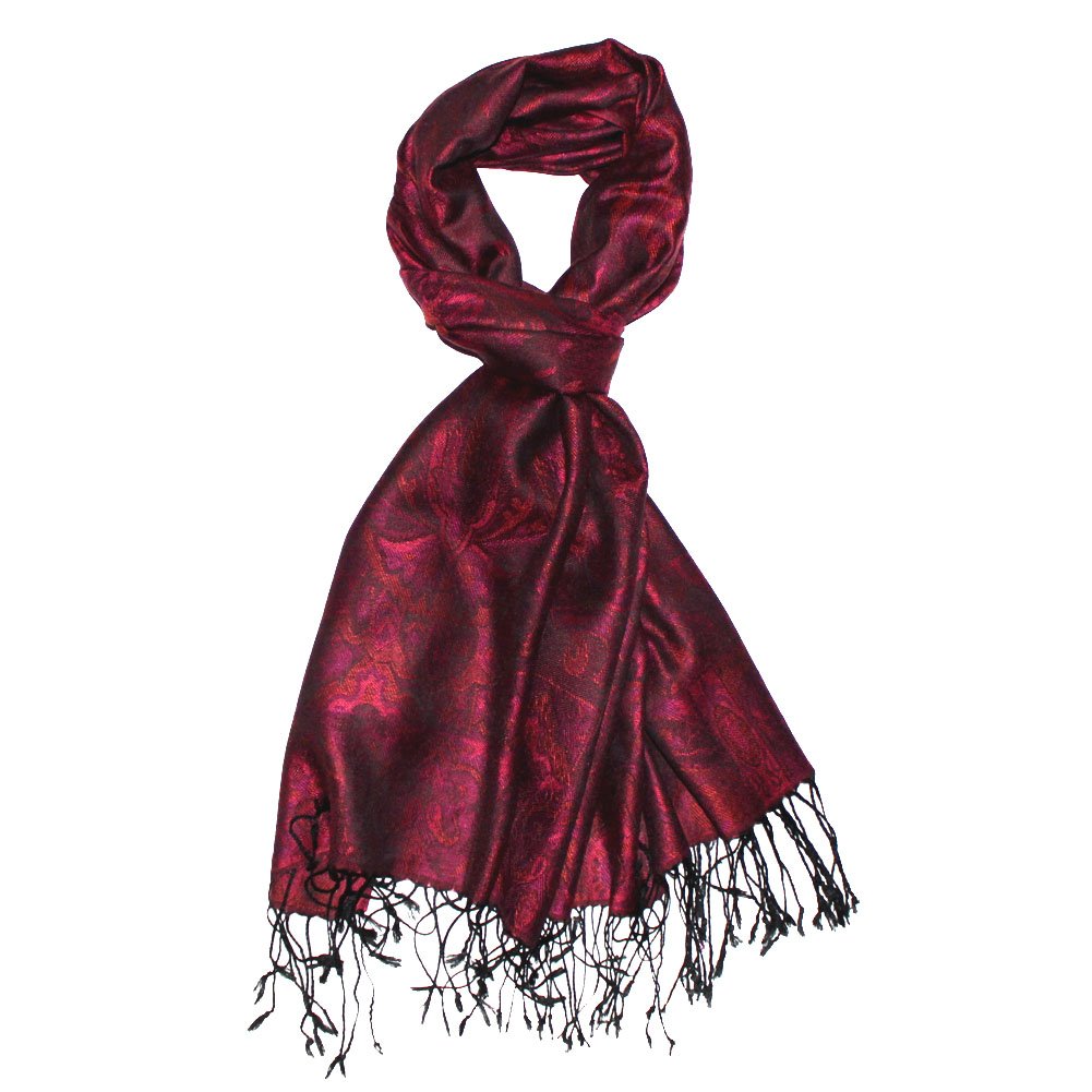 Lorenzo Cana Women's Pashmina Scarf Shawl Wrap with an opulent pattern in harmonious red colors, featuring fringes. Measures 70 cm x 180 cm, made of 100% modal - 78105.
