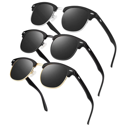 LINVO Polarized Sunglasses Men Women Retro Classic Half Frame 100% UV400 for Travel, Driving, and Fishing.