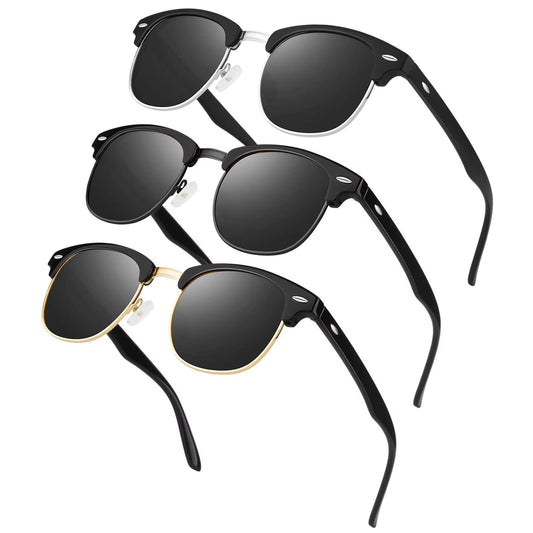 LINVO Polarized Sunglasses Men Women Retro Classic Half Frame 100% UV400 for Travel, Driving, and Fishing.