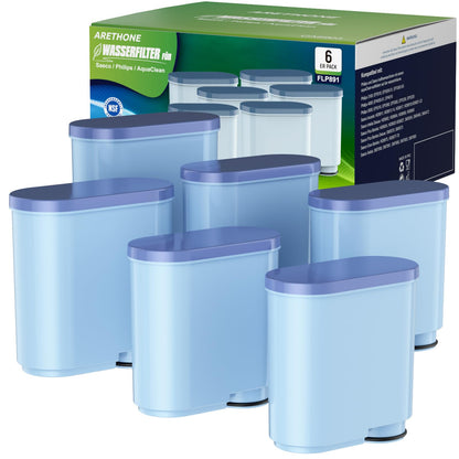 ARETHONE water filter for Philips Aqua Clean CA6903/10 & CA6707/20, compatible with Saeco and Philips AquaClean Latte Go filter, reduces impurities (6 pieces)