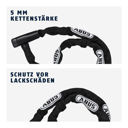 ABUS chain lock Steel-O-Chain 5805K - bike lock made of steel - ABUS security level 5 - 110 cm - black