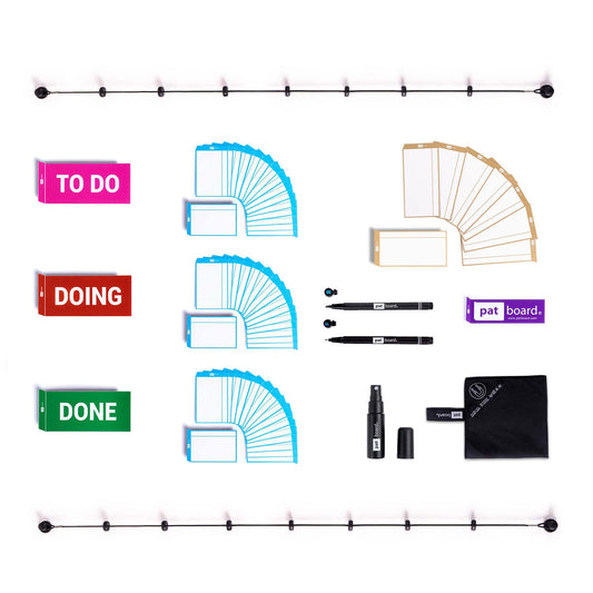 PATboard Scrum Board and Kanban Board Basic Toolset - Magnetic cards for agile project management - Basic to-do board for Scrum and Kanban teamwork.