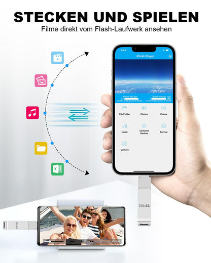 iDiskk MFi-certified 64GB Lightning-USB Photo Stick, Storage Extension Backup Flash Drive