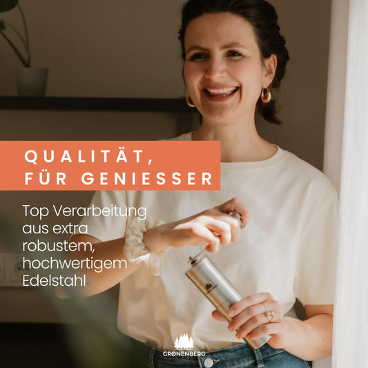 Groenenberg manual coffee grinder I High-quality stainless steel coffee grinder I Espresso grinder with infinitely adjustable conical burr I Manual coffee mill.