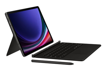 Samsung Book Cover Keyboard EF-DX725 for Galaxy Tab S10 Lite, Tab S10 FE, Tab S9 FE, Tab S9 with QWERTZ keyboard and AI key, Two-piece tablet case, slim design, S Pen compartment, Black.