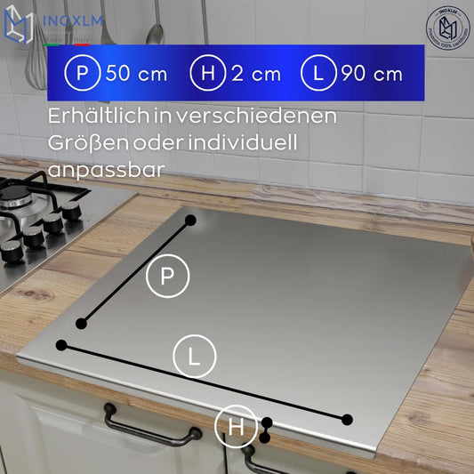 INOXLM stainless steel cutting board for kneading, stainless steel countertop available in various sizes, for kitchen, bar, restaurants, stainless steel kneading board with cutting board stand.