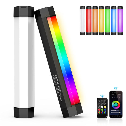 LUXCEO P200 LED video light stick, handheld photography light waterproof, 4000mAh built-in battery, magnet with APP remote control 3000K-6000K, short portable mini LED lamp