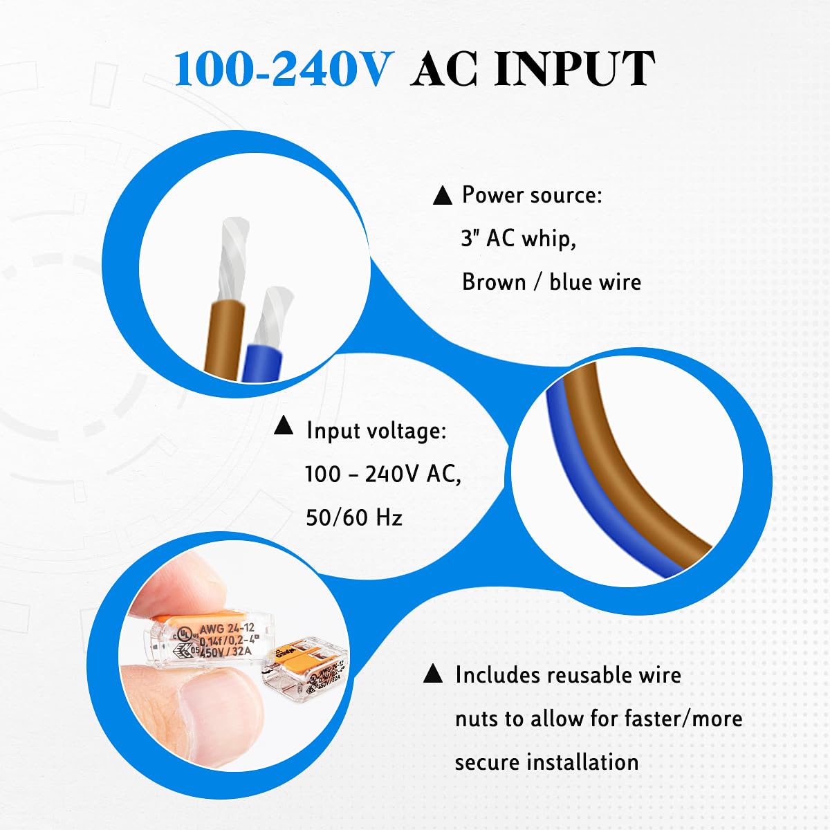 30W USB Type C Power specifically designed for USB C tablets like iPad - fits 86x86mm junction boxes in walls. PSE certified with auto-negotiation for 100~240V/AC 50Hz input, and 5V/3A 9V/3A 12V/2.5A 15V/2A 20V/1.5A output.
