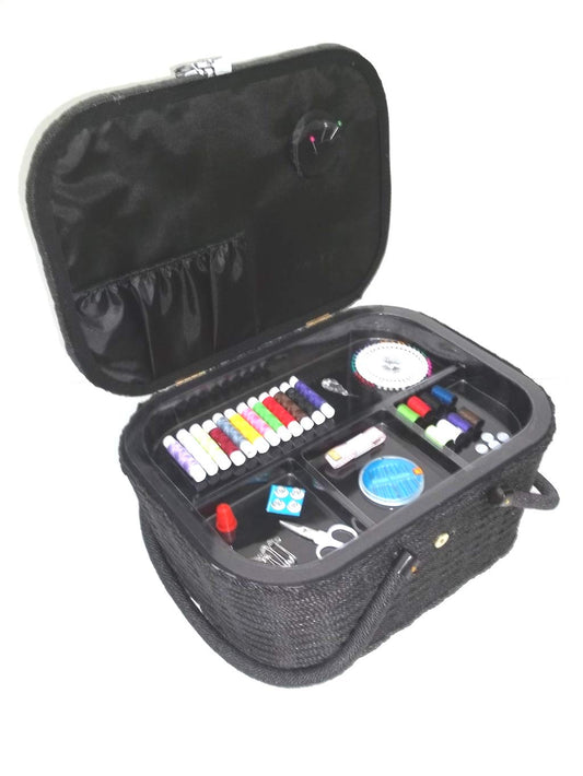 Sewing box with contents, large sewing basket, handiwork basket, large version including sewing set.