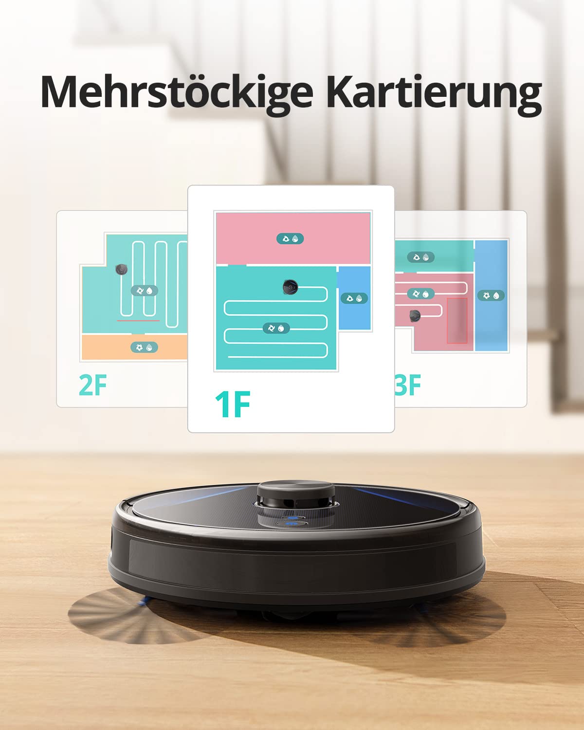 eufy RoboVac LR30 Hybrid+ robot vacuum with disposal station, mopping function, 60-day capacity, iPath laser navigation, 3000Pa suction power, multi-floor mapping, app control, Alexa compatible.