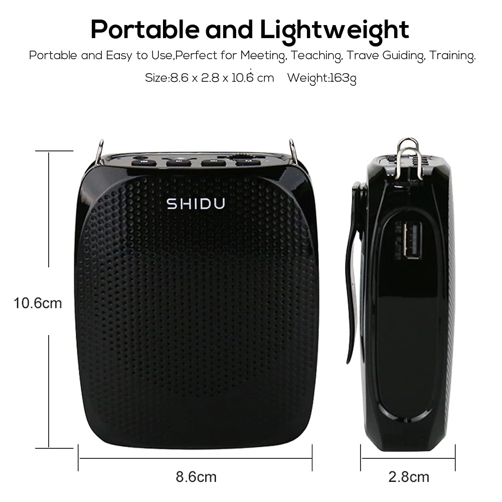 Voice Amplifier Wireless Portable Voice Amplifier Original Shidu PA System Speaker with Headset Microphone 10W Rechargeable Speaker for Teachers Tour Guide Sports Trainer