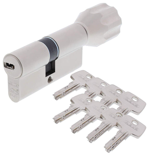 ABUS EC550 profile cylinder with knob, length Z45/K45mm, includes 8 keys.