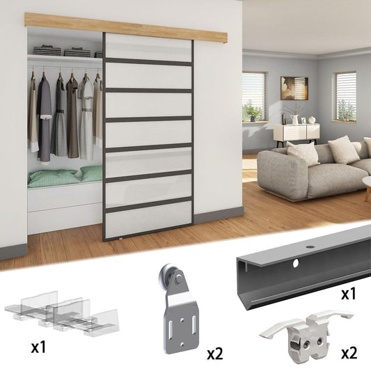 SLID'UP 120 sliding door hardware, 180 cm track, 1 door up to 45 kg, for cabinet doors, wardrobes, niches.
