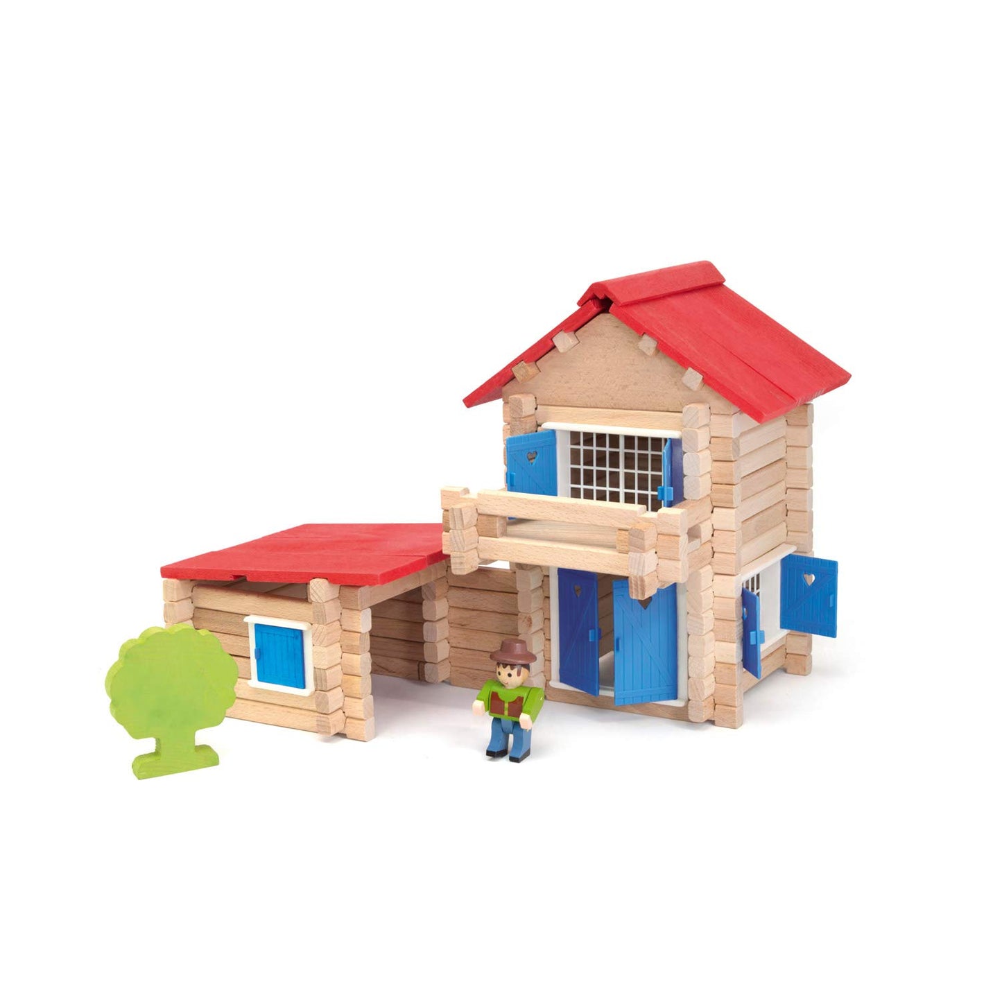 JEUJURA The wooden house - 140 pieces - Construction game in a carrying case - for ages 5 and up - Agility - Creativity - Handling - Catalog included - 8033
